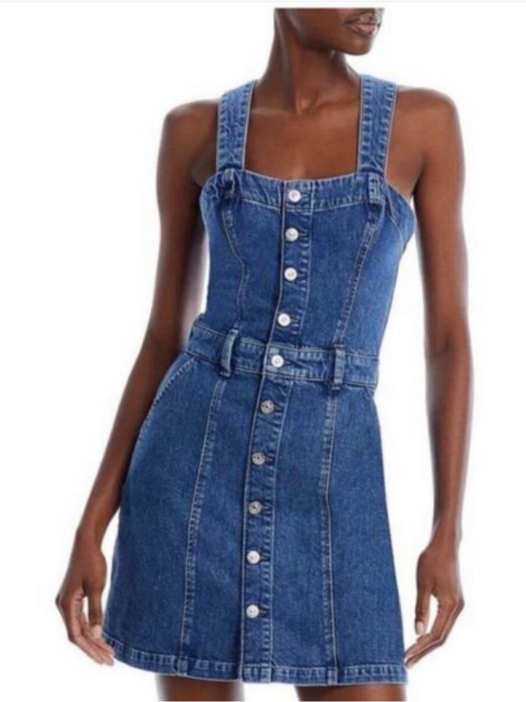 Paige Blue Denim Button-Front Mini Dress